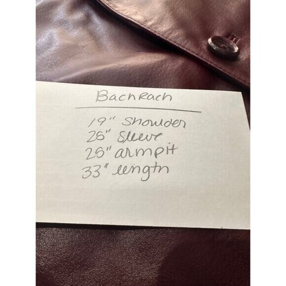 BachRach Leather Jackets Mens L Cranberry Red Button Up Satin Lined Notch Lapel - Picture 6 of 6